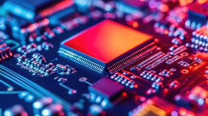 Control Inspector Thoroughly Inspects Electronic Components for Precision and Accuracy on a Fast Paced Industrial Assembly Line with Depth of Field