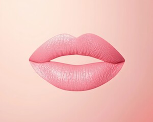 Minimalistic beauty photography of pink lipstick application on lips with a soft, gradient background, emphasizing bold color and smooth texture.