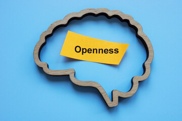 Openness text with brain symbolizing mental growth and open-mindedness.