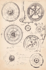 Steampunk mechanic sketch retro background 