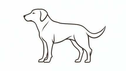 Fototapeta premium Simple dog illustration on a clean white background featuring basic lines and shapes to represent a classic canine design