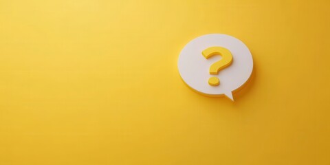 Question mark in speech bubble, yellow isolated background.