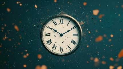 Vintage analog clock with its hands spinning out of control symbolizing the chaos and turmoil of a market crash deep depth of field