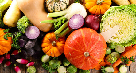 assorted of pumpkin, gourds and autumn vegetables