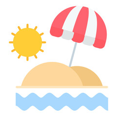 Beach Umbrella icon vector image. Can be used for Coastline.