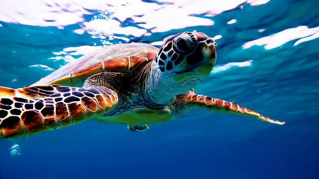 Turtle Swimming At The Sea