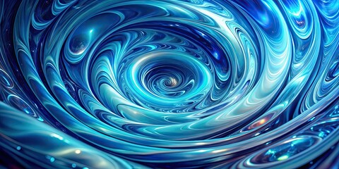 Blue cyan holographic spiral liquid background with abstract fractal design, cyan, blue, spiral, holographic