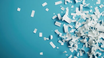 Conceptual image of financial documents being shredded into worthless confetti symbolizing the collapse of values and the economic crisis