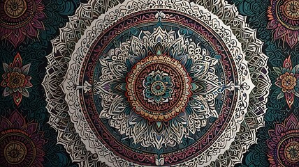 Obraz premium Mandala featuring Thai-inspired details, clean white background for commercial use