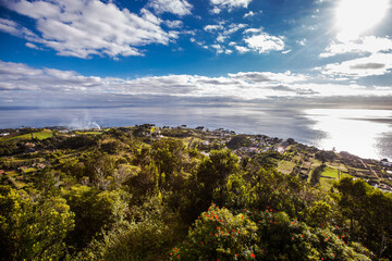 Obraz premium Panoramic view of coastline of Sao Miguel island , Azores , Portugal