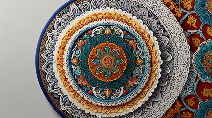 Naklejka premium Circular mandala with traditional Thai designs, no background, commercial-friendly