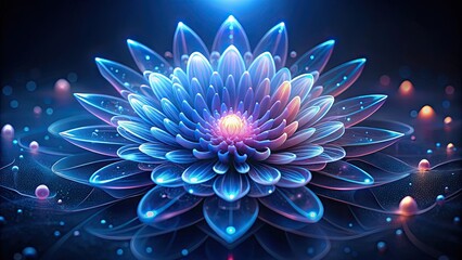 Obraz premium Futuristic abstract shape resembling a luminous flower or marine organism on a dark background , futuristic