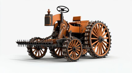 Fototapeta premium Vintage Tractor with Unique Wheel Design