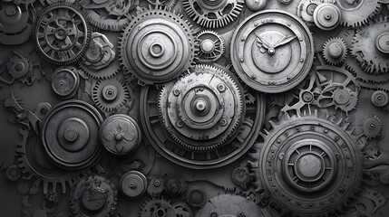 Grunge Mechanical Gears and Clock