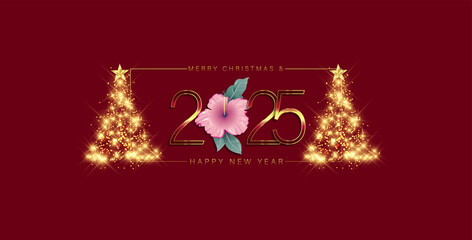Naklejka premium Merry Christmas And Happy New Year 2025 Stunning And Very Beautiful Design