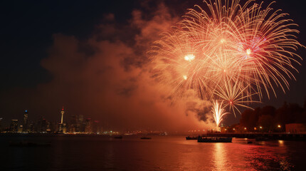 Vibrant 2025 New Year Celebrations with Fireworks and Festive Crowds in Stunning Cityscape