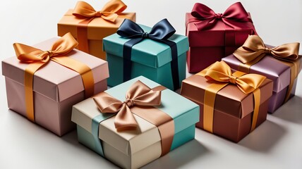 Obraz premium multi-colored gift boxes on a white background