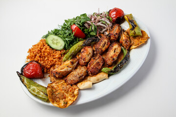 Chicken wing shish kebab with Turkish style sauce
