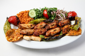 Chicken wing shish kebab with Turkish style sauce