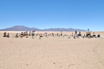 Cemetery in the Atacama Desert in Julaca in southern Bolivia