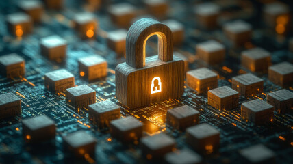 A glowing lock symbolizing digital security.
