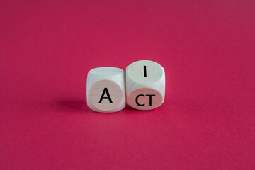 Turned a cube and form the expression 'ai act'. Symbol for the AI act of the European Union....