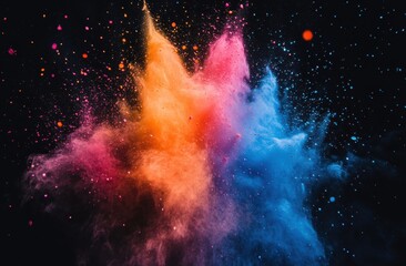 Colorful Powder Explosion on Black Background