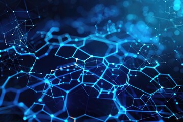 Obraz premium Abstract Blue Network with Glowing Lines and Points