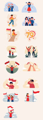 Fototapeta premium Celebrating Indonesian Independence Day Illustration 