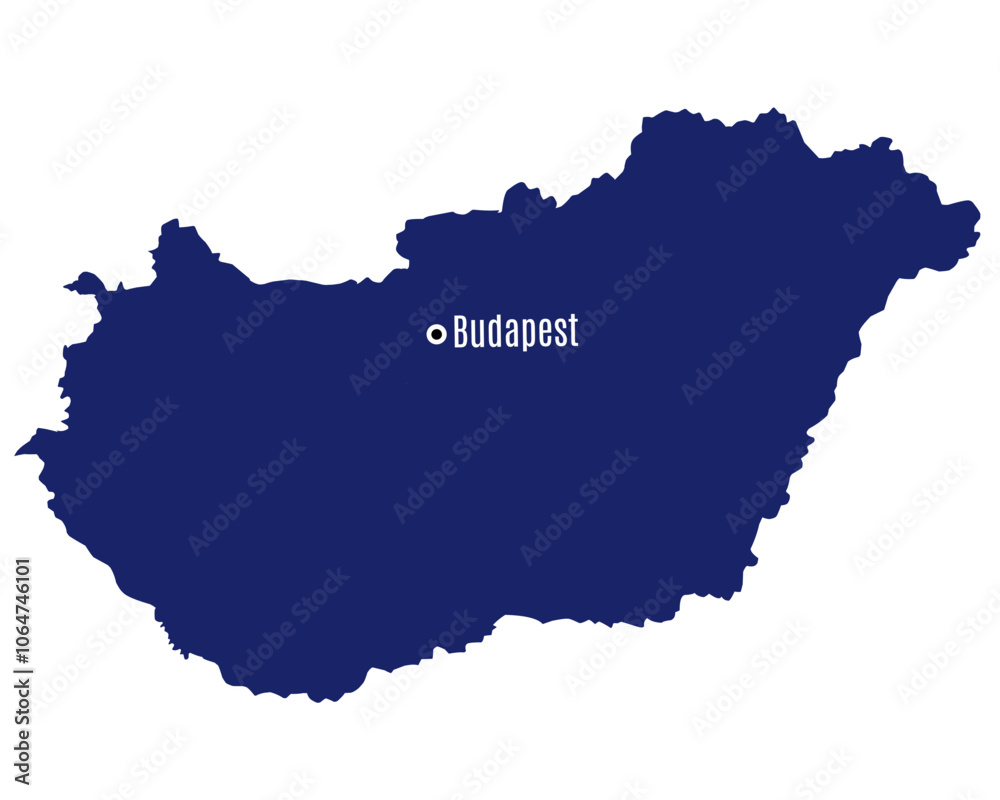 Wall mural silhouette map of hungary with country capitals