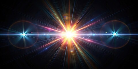 Real optical lens flare on black background, lens flare, photography, black background, light effect, abstract, optical, vibrant