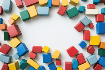 Obraz premium Creative Flat Lay of Multicolored Toy Blocks