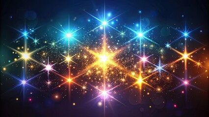 Obraz premium Collection of star light or particle effects on background, star, light, particle, effect,background, glowing