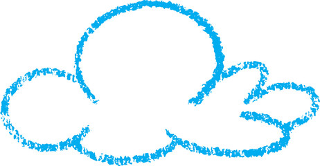 Crayon cloud. Hand drawn chalk and pastel kid illustration. Color pencil sketch doodle. Child scribble cute sky. Weather decoration