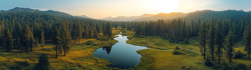 Aerial View of a Vast Giant Sequoia Forest Showcasing Majestic Trees and Lush Greenery in a Scenic Landscape