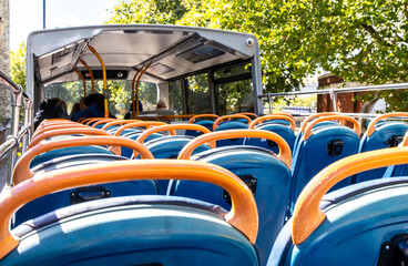 Fototapeta premium A View From The Back Of The Top Deck On A Tour Bus