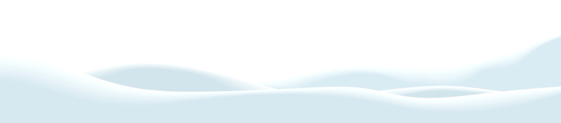 Christmas winter vector illustration of empty snowbanks field. Snow landscape, frozen hills, and snowdrifts decoration isolated on a transparent background