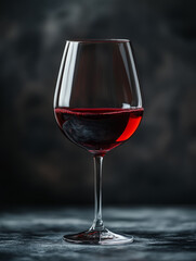 Naklejka premium A glass of red wine against a dark background.