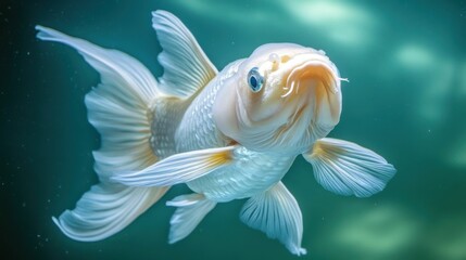 Fototapeta premium Elegant Ghost Koi Swimming Gracefully Underwater