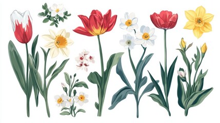 Bright Floral Collection with Colorful Spring Blooms