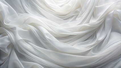 Obraz premium Elegant background of white organza cloth draping gracefully , fabric, sheer, delicate, texture, light, translucent
