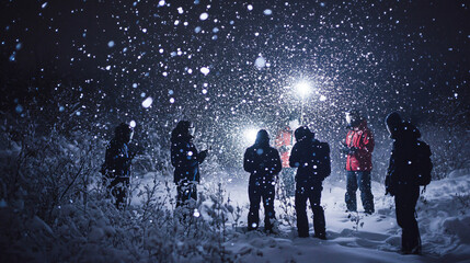 A collaborative research project involving multiple scientists studying snowfall in different regions.