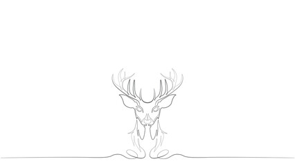 Fototapeta premium Deer, Christmas or New Year decoration deer, Continuous one line drawing. Forest wild deer in single line, Christmas deer with one line minimalist abstract style, Christmas reindeer head frame