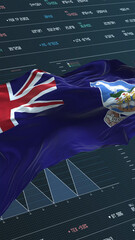 falkland Islands flag - Waving flag on report analytics data statement