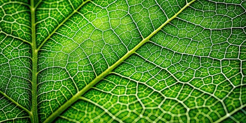 Obraz premium Extreme close up of intricate green leaf veins, leaf, close up, texture, green, veins, macro, detail, plant, nature, botanical