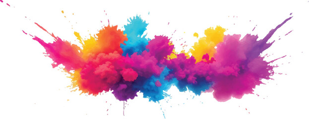 Bright colorful watercolor splash splatter stain brush strokes on white background. Modern vibrant aquarelle spot. Aquarelle explosion on white. Element. Vector watercolor illustration isolated design