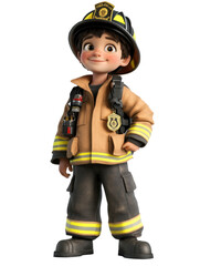 Inspiring Young Firefighter: A Brave Animated Character in Action