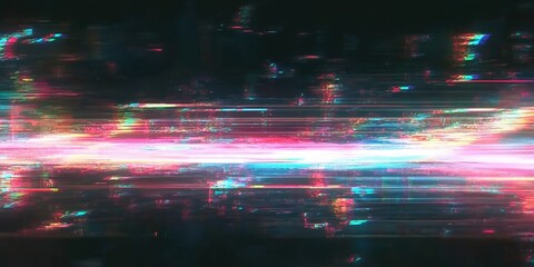 Obraz premium vhs vlog grainy video of dark sky with streaks of light, glitch art on dark background, film texture scratch, dust and light , copy space, 