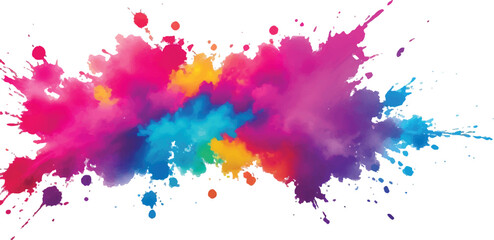 Bright colorful watercolor splash splatter stain brush strokes on white background. Modern vibrant aquarelle spot. Aquarelle explosion on white. Element. Vector watercolor illustration isolated design