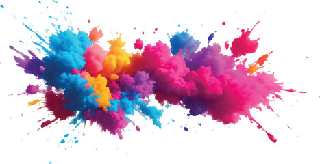 Bright colorful watercolor splash splatter stain brush strokes on white background. Modern vibrant aquarelle spot. Aquarelle explosion on white. Element. Vector watercolor illustration isolated design